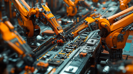Innovative robotic assembly line operates efficiently in modern manufacturing facility