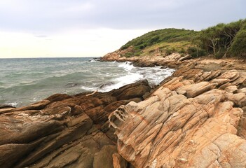 rocks in the sea with waves