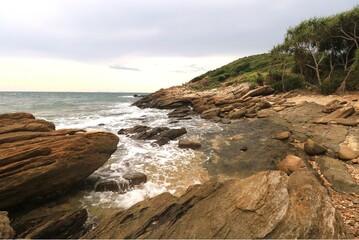 rocks in the sea with waves
