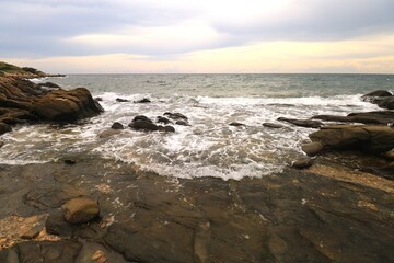 rocks in the sea with waves