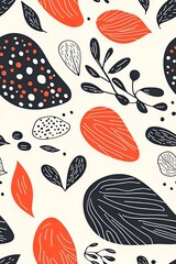 Vertical Paisley Hand Drawn pattern. Beautiful seamless background.