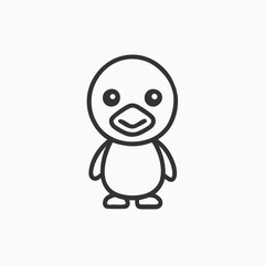 cute little duck walking cartoon Silhouette of a duckling. vector cartoon illustration isolated on a white background