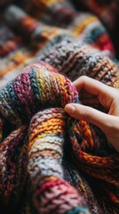 Fototapeta premium Handcrafted Knitwear: A Colorful Texture of Warmth and Comfort