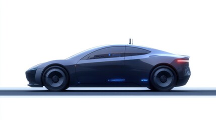 Obraz premium Sleek, futuristic electric car profile view on white background.