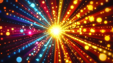 Colorful Light Explosion with Radiating Beams