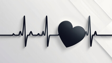 Stylized heart with EKG signal tracing against a clean backdrop, symbolizing health and vitality.