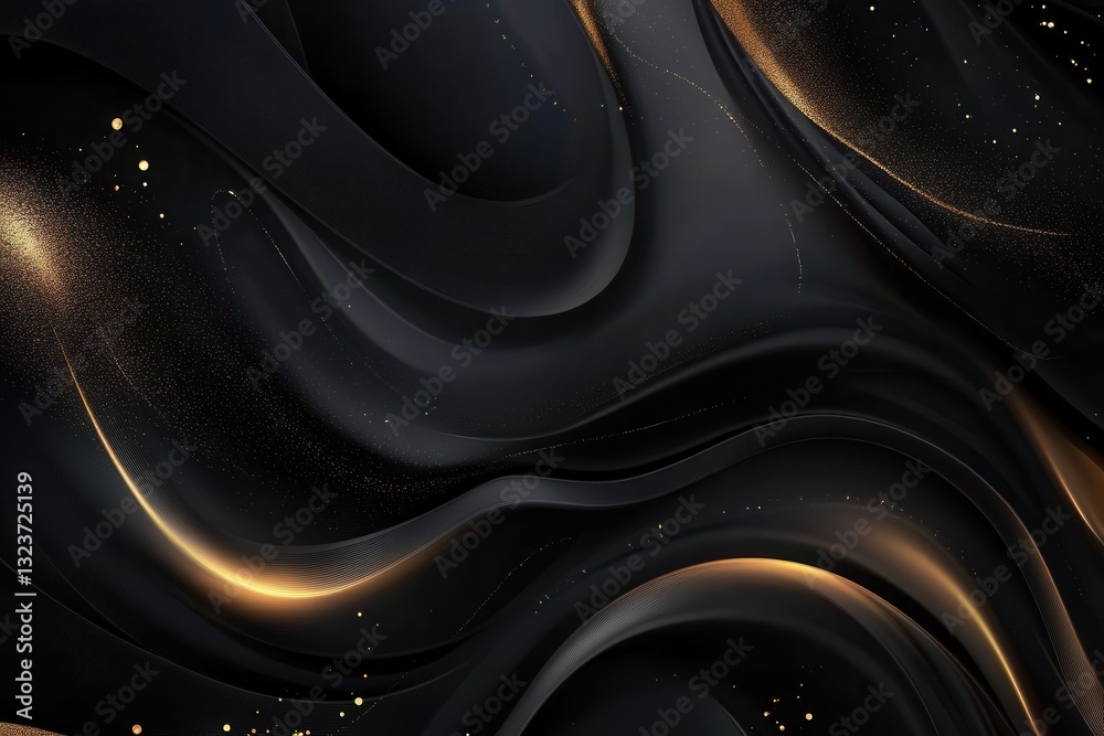 Poster Elegant black background with abstract gold accents creating a luxurious modern design for various creative uses and applications