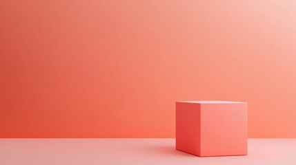 Minimalist Coral Pink Product Display Stand or Podium Against a Solid Color Backdrop