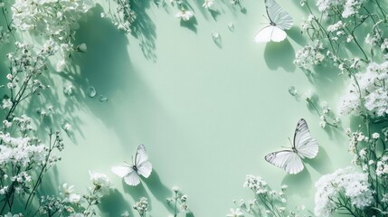 Elegant Floral Background with Butterflies for Banners or Covers