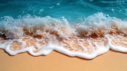 Obraz premium Ocean wave crashing on a sandy beach
