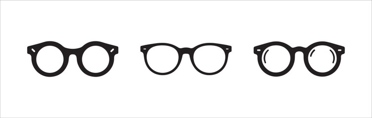 Spectacles glass black silhouette bundle isolated on white background, logo icon clip art