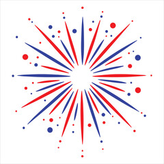 Fireworks Celebration Vector Illustration for 4th of July Sublimation
