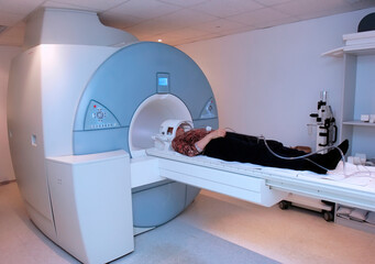 Patient undergoing MRI scan in a medical facility for detailed health assessment and diagnosis