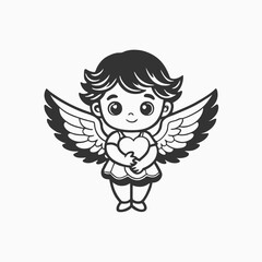 Obraz premium Cupid collection. cute cupid angel on white background , valentines day vector illustration design