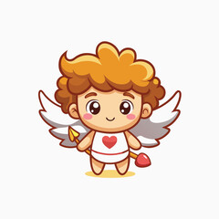 Fototapeta premium Amur babies, little angels or god eros. Cupid God of Love Search For Target Mascot Vector Illustration