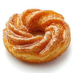 Fototapeta premium Delicious Chocolate Donut Pastry: Sweet Flaky Dessert Indulgence for Gourmet Breakfast and Snack Enthusiasts