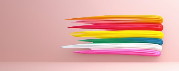 Creative paint strokes studio artistic display minimalist setting close-up view vibrant colors and textures