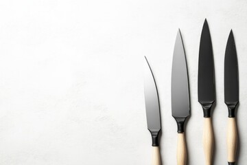 Obraz premium Kitchen Knives with Wooden Handles on Light Background