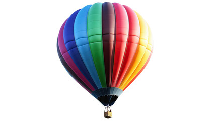 Fototapeta premium A vibrant and colorful hot air balloon soars high in a clear blue sky, creating a stunning visual
