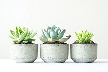 Obraz premium Stylish Succulents in Concrete Pots - Modern Plant Decor