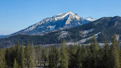 View of the peaks of the Tatra Mountains in Poland.