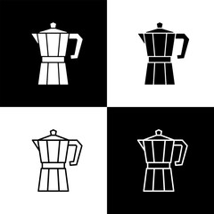Moka pot coffee maker vector icons set.