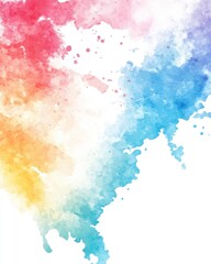 Obraz premium Abstract watercolor background with colorful paint splashes and gradients blending vibrant hues on a white backdrop
