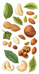 Collection of Delicious Nuts: A Colorful Visual Feast