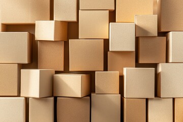 Neatly Arranged Recycled Cardboard Boxes Showcase Sustainable Packaging and Eco-Friendly Practices in Storage Spaces