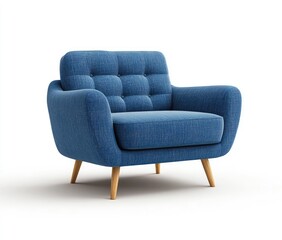 Modern blue armchair on white background (2)