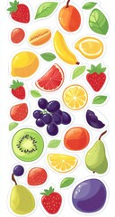 Obraz premium Vibrant Fruit Stickers Collection - Colorful Fruit Art