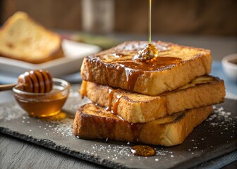 French Toast Stacked with Honey Drizzle
