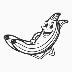 Fototapeta premium Chill and bad ass banana cartoon. Sketch vintage vector illustration