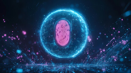 Obraz premium Glowing blue sphere surrounded by particles