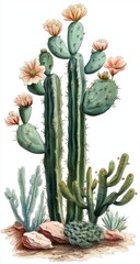 Stunning Desert Cactus Botanical Illustration