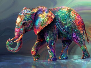 Fototapeta premium Generic Digital Painting View Holographic Elephant