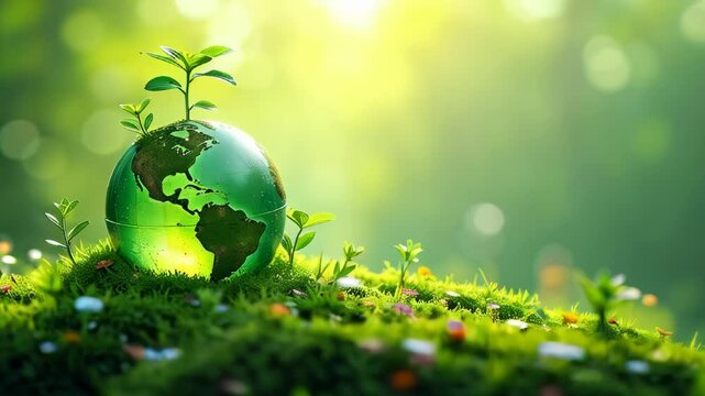 Growing greenery on earth symbolizing environmental awareness and sustainability