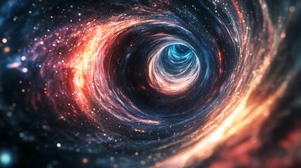 Obraz premium Abstract Journey Through a Swirling Cosmic Wormhole / 渦巻く宇宙のワームホールを抜ける抽象的な旅
