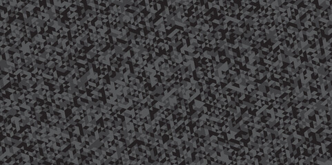 Abstract geometric black and gray background seamless mosaic and low polygon triangle texture wallpaper. Triangle shape retro wall grid pattern geometric ornament tile vector square element.	
