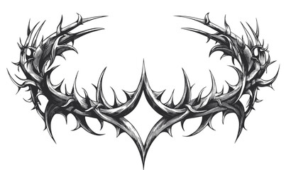 Obraz premium Tribal tattoo thorns design in monochrome, vector, flat icons set.