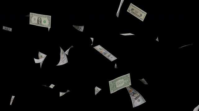 dollars explosion on transparent background