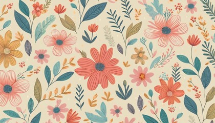 Delicate botanical patterns on a pastel background, perfect for UX/UI design, offering a soft, modern, and elegant touch.
