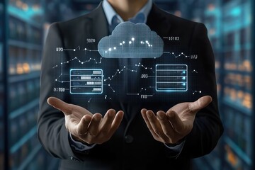 Comparing On-Premises and Cloud Server Solutions with a Businessman