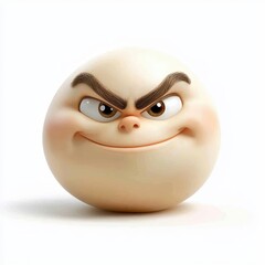 Mischievous face with a raised eyebrow and a smirk, isolated on clear white background