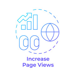 Increasing page views blue gradient concept icon. Attracting website users methods. Benefit of PWAs. Round shape line illustration. Abstract idea. Graphic design. Easy to use in presentation