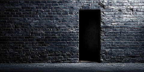 A brick wall with a door in the middle