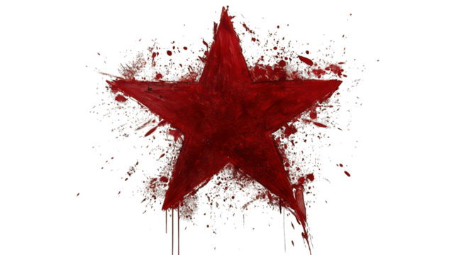 Red spray stain forming a five-pointed star --ar 16:9