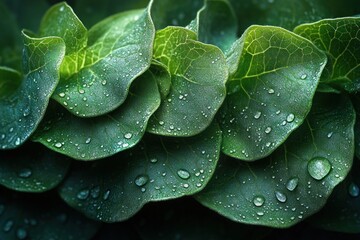 Fototapeta premium Fresh Green Lettuce Closeup Macro Shot Natural Light Healthy Freshness Vibrant Texture