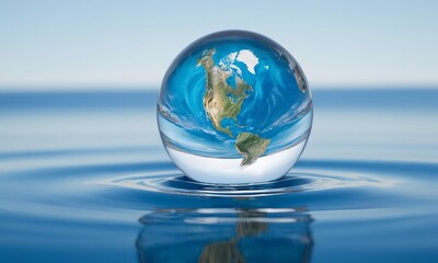 Fragile Earth, A delicate representation of our planet in water, highlighting the importance of conservation and environmental awareness
