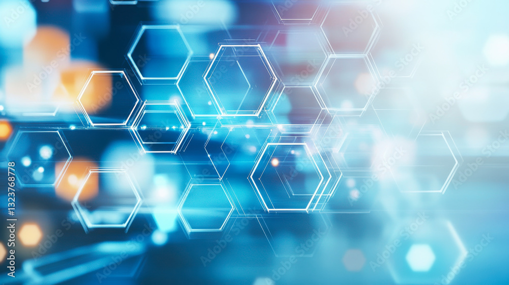 Aufkleber Modern abstract design featuring hexagonal patterns and soft bokeh effects with a futuristic feel